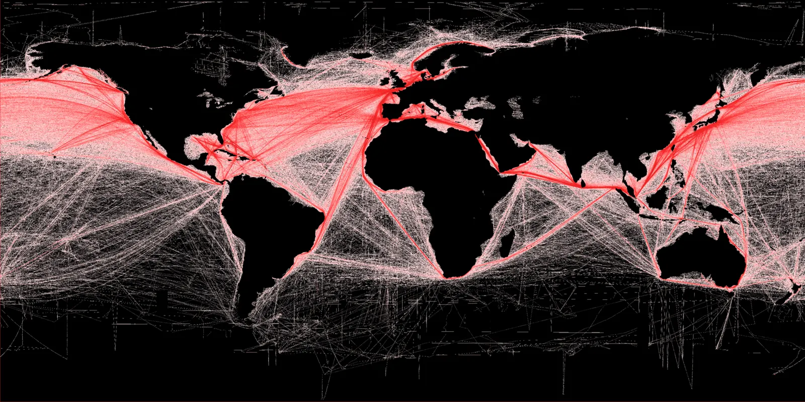 World map of shipping routes